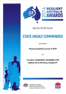 State Highly Commended Award in NationalCertificate - Resilient Australia Awards