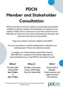 PDCN Community Consultation 30th August 2018