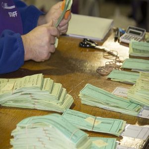 AEC staff counting votes at the 2016 federal election