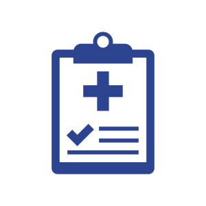 a simplified figure drawing of a medical assessment checklist clipboard